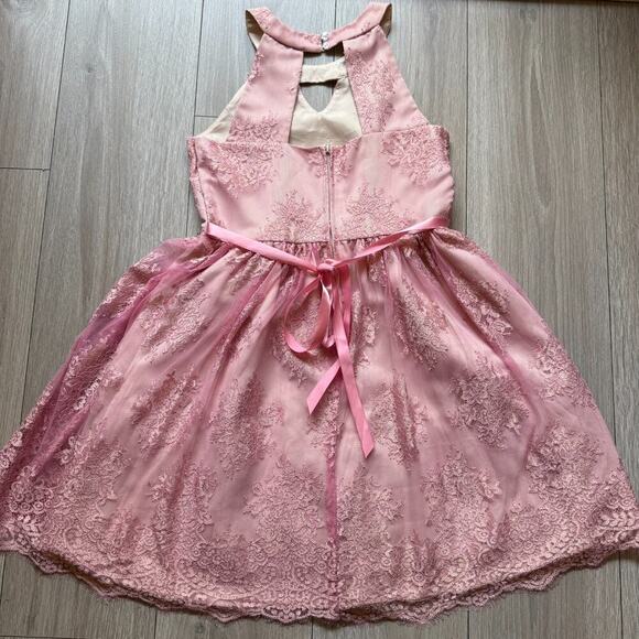 Rare Editions Girls 14 Pink Blush Sleeveless Rhinestone Bow Formal Party - Picture 9 of 11